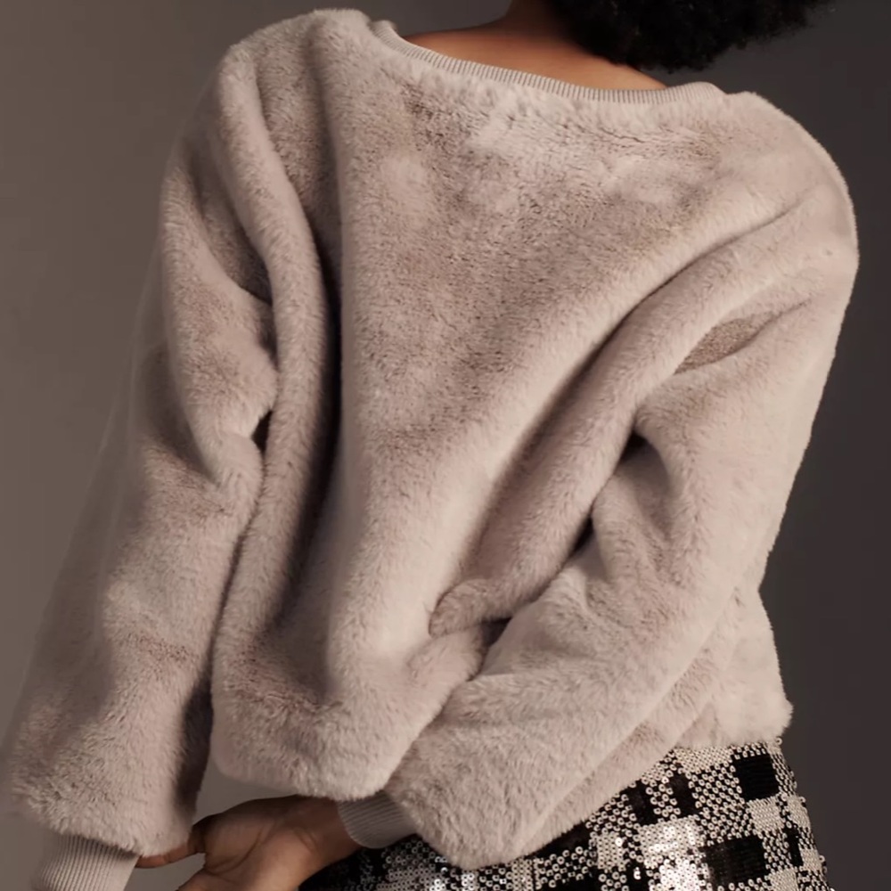 Maeve Faux Fur Sweatshirt Size Small. From Anthropology. Never worn.